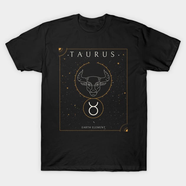 Taurus Zodiac Horoscope Sign Astrology Tarot Cosmos T-Shirt by Sassee Designs